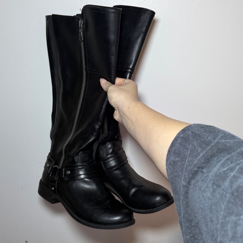 GBG Los Angeles Leather Harness Riding Boots - Black - Size 8.5